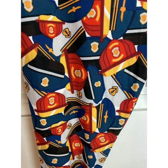 LuLaRoe TC Tall Curvy Fire Fighter Leggings Helmet Fireman - Picture 4 of 7